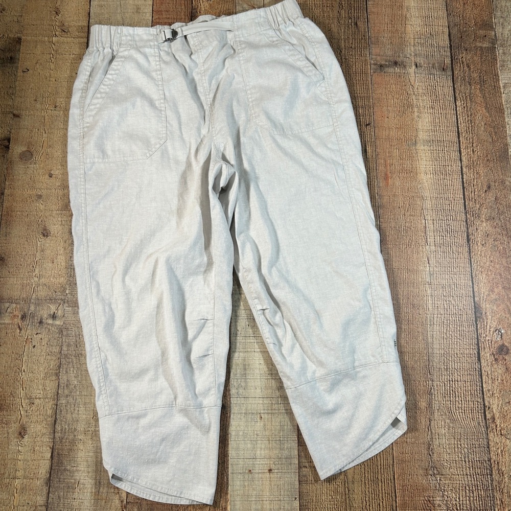 Royal Robbins Hempline Capri Pants Womens 16 Gray Hemp Blend Travel Hiking UPF50